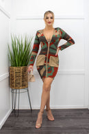 Green Long Sleeve W Front Zipper Mini Dress-Mini Dress-Moda Fina Boutique