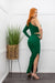Green One Shoulder Open Side Maxi Dress-Maxi Dress-Moda Fina Boutique