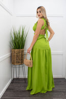 Green Open Sides Slit Maxi Dress-Maxi Dress-Moda Fina Boutique