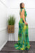 Green Rhinestone Bodysuit Slit Maxi Skirt Set-Set-Moda Fina Boutique