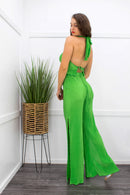 Green Tie Back Top Slit Pant Set-Set-Moda Fina Boutique
