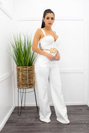 Hailey Sleeveless Wide Leg White Jumpsuit-Jumpsuit-Moda Fina Boutique