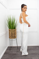 Hailey Sleeveless Wide Leg White Jumpsuit-Jumpsuit-Moda Fina Boutique