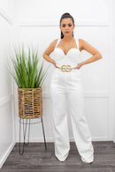 Hailey Sleeveless Wide Leg White Jumpsuit-Jumpsuit-Moda Fina Boutique