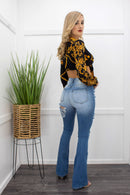 High Waist Ripped Wide Leg Denim-Bottom-Moda Fina Boutique