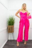 Hot Pink Body Fringe Pant Set-Set-Moda Fina Boutique