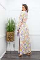Long Sleeve Belted Slit Maxi Dress-Maxi Dress-Moda Fina Boutique
