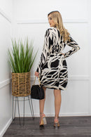 Long Sleeve Black & White Mini Dress-Mini Dress-Moda Fina Boutique