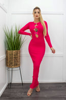 Long Sleeve Bodycon Pink Maxi Dress-Maxi Dress-Moda Fina Boutique