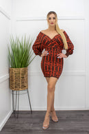 Long Sleeve Bodycon Rust Mini Dress-Mini Dress-Moda Fina Boutique