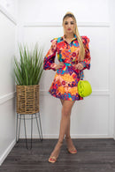 Long Sleeve Top Ruffle Mini Skirt Set-Set-Moda Fina Boutique