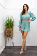 Long Sleeve Top Short Set-Set-Moda Fina Boutique