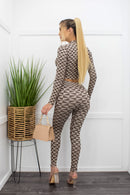 Long Sleeve Top W Matching Pant Set Brown-Set-Moda Fina Boutique