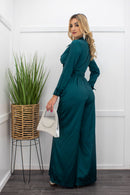 Long Sleeve Wide Leg Belted Jumpsuit-Jumpsuit-Moda Fina Boutique