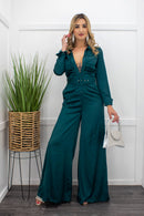 Long Sleeve Wide Leg Belted Jumpsuit-Jumpsuit-Moda Fina Boutique