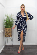 Long Sleeve Wrap Midi Dress-Midi Dress-Moda Fina Boutique