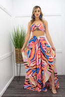 Lucia Ruffle Crop Top Slit Maxi Skirt Set-Set-Moda Fina Boutique