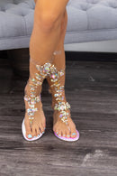 Marlo Clear Transparent Crystal Rhinestone Flat Sandals-Shoes-Moda Fina Boutique