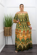 Off Shoulder Ruffle Maxi Dress-Maxi Dress-Moda Fina Boutique