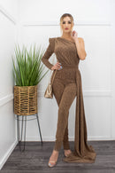 One Shoulder Skinny Jumpsuit-Jumpsuit-Moda Fina Boutique