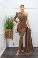 One Shoulder Skinny Jumpsuit-Jumpsuit-Moda Fina Boutique