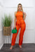 Orange Bodysuit Fringe Pant Set-Set-Moda Fina Boutique