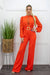 Orange Long Sleeve Belted Wide Leg Jumpsuit-Jumpsuit-Moda Fina Boutique