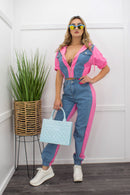 Pink Denim Top With Matching Pant Set-Set-Moda Fina Boutique