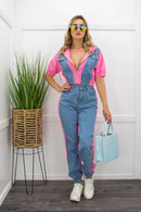 Pink Denim Top With Matching Pant Set-Set-Moda Fina Boutique
