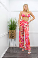 Print Crop Top Pant Set Pink-Set-Moda Fina Boutique
