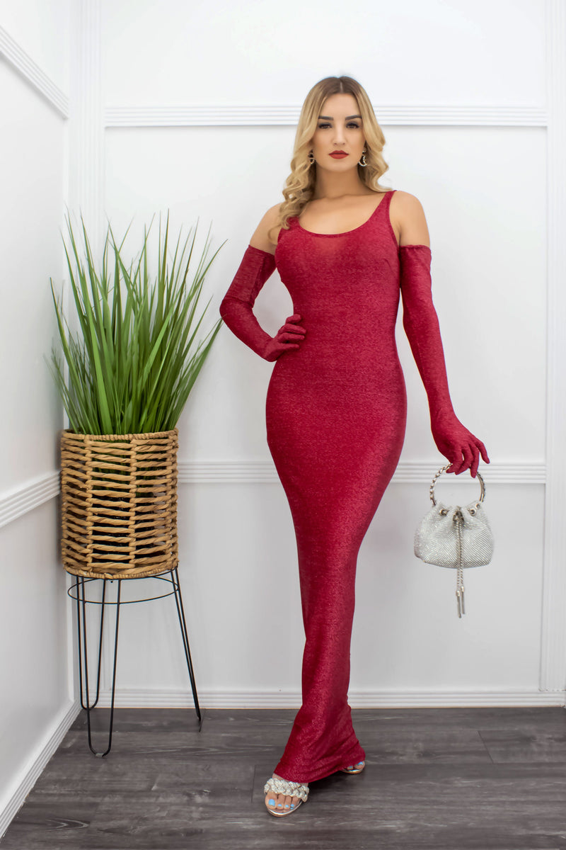 Red Bodycon Maxi Dress-Maxi Dress-Moda Fina Boutique