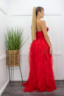 Red Corset Ruffle Maxi Dress-Maxi Dress-Moda Fina Boutique