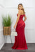 Red One Shoulder Slit Maxi Dress-Maxi Dress-Moda Fina Boutique