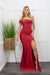 Red One Shoulder Slit Maxi Dress-Maxi Dress-Moda Fina Boutique