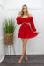 Red Ruffle Off Shoulder Long Sleeve Romper-Romper-Moda Fina Boutique