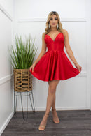 Red Ruffle Tie Back Mini Dress-Mini Dress-Moda Fina Boutique