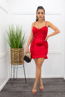 Red Sleeveless Ruffled Mini Dress-Mini Dress-Moda Fina Boutique