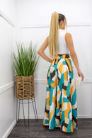 Ruby Multi Color Flared Leg Design Pants-Bottom-Moda Fina Boutique