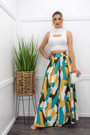 Ruby Multi Color Flared Leg Design Pants-Bottom-Moda Fina Boutique