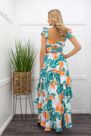 Ruffle Crop Top Slit Maxi Skirt Set-Set-Moda Fina Boutique