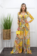 Ruffle Long Sleeve Top Flared Pant Set-Set-Moda Fina Boutique