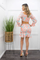 Ruffle Two Piece Long Sleeve Top Mini Skirt Set-Set-Moda Fina Boutique