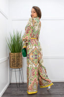 Satin L S Top Wide Pant Set Green-Set-Moda Fina Boutique