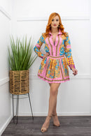 Satin Long Sleeve Top With Matching Mini Skirt Set-Set-Moda Fina Boutique