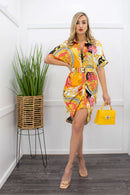 Satin Short Sleeve Belted Mini Dress-Mini Dress-Moda Fina Boutique