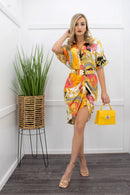 Satin Short Sleeve Belted Mini Dress-Mini Dress-Moda Fina Boutique
