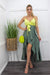 Satin Sleeveless Ruffle Slit Maxi Dress-Maxi Dress-Moda Fina Boutique