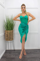 Satin Sleeveless Strap Midi Dress-Midi Dress-Moda Fina Boutique