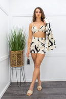 Satin Three Piece Bra Top Short Set-Set-Moda Fina Boutique