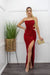 Sequin Tube Slit Red Maxi Dress-Maxi Dress-Moda Fina Boutique